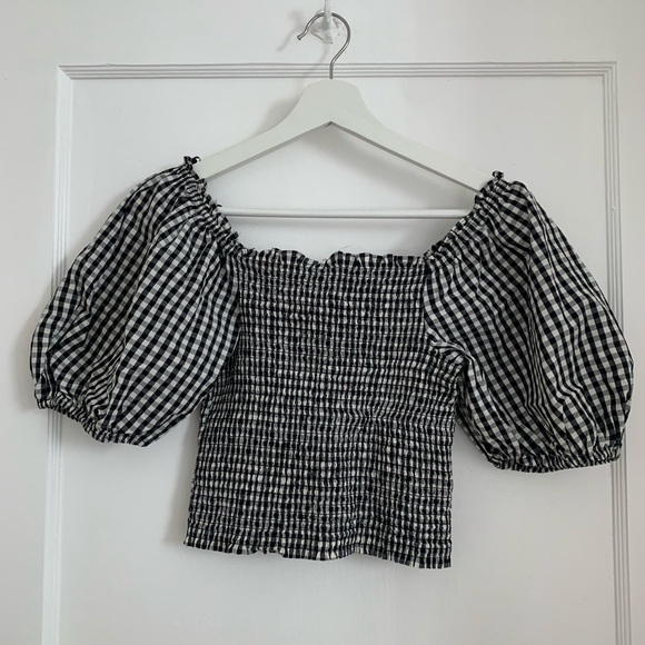 Black and white gingham smocked top from H&M - Picture 1 of 2